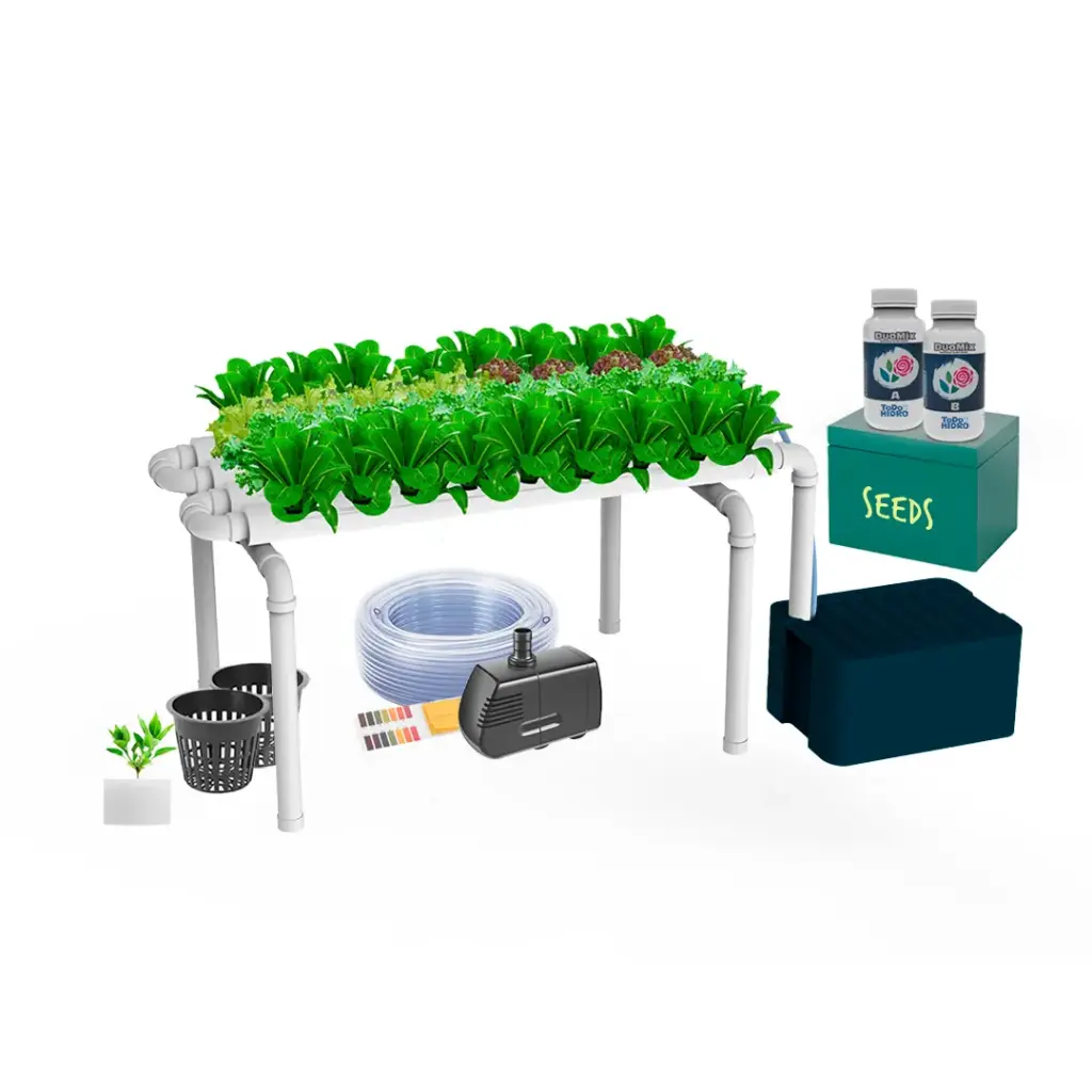 Kit Hidropónico N1 Sistema NFT para 32 Plantas, Jardín Interior Completo con Nutrientes, Semillas y Accesorios