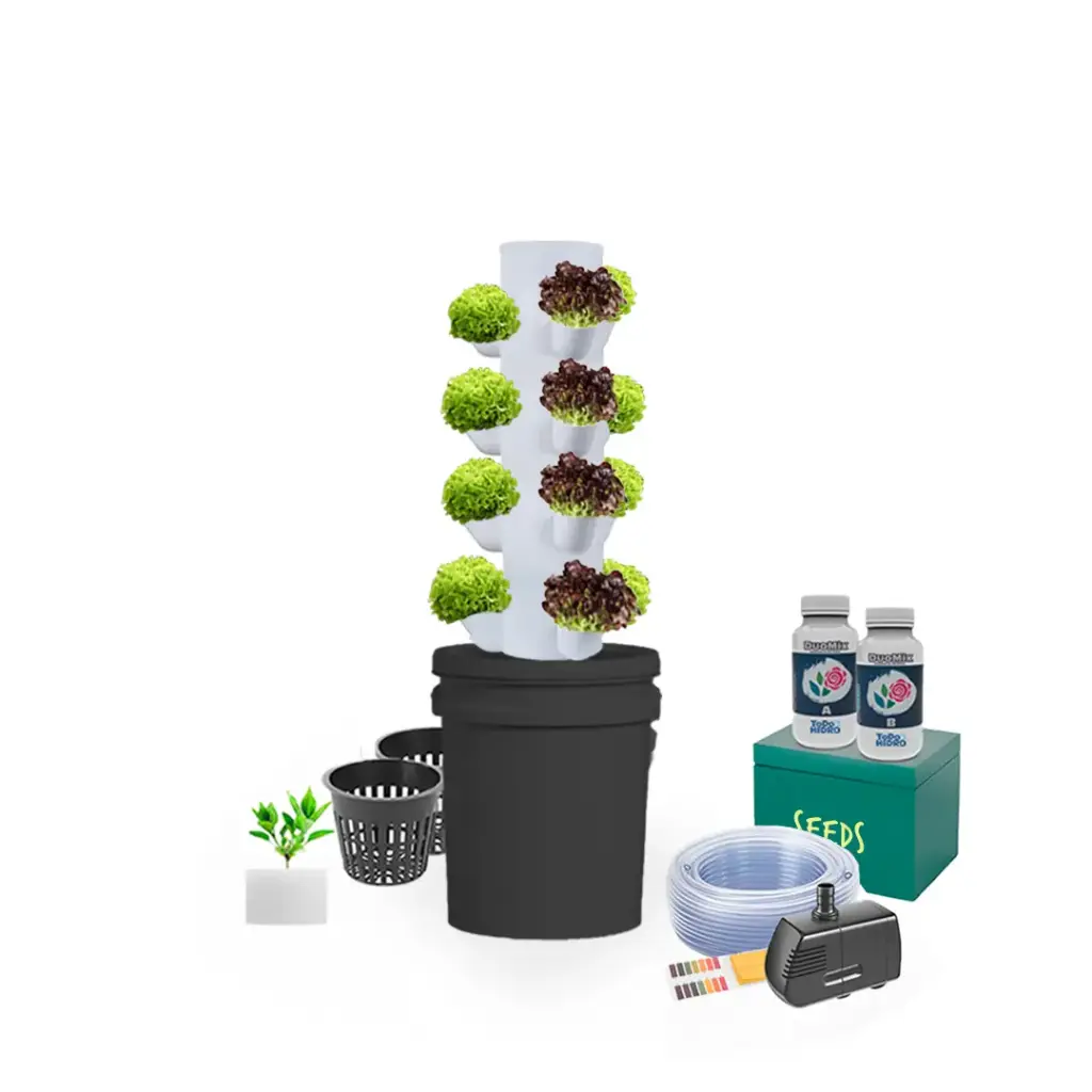 Kit Hidropónico N6 Sistema de Torre para 20 Plantas, Jardín Interior Completo con Nutrientes, Semillas y Accesorios