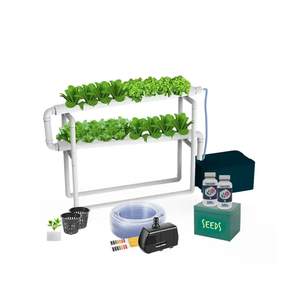 Kit Hidropónico N7 Sistema NFT para 16 Plantas, Jardín Interior Completo con Nutrientes, Semillas y Accesorios