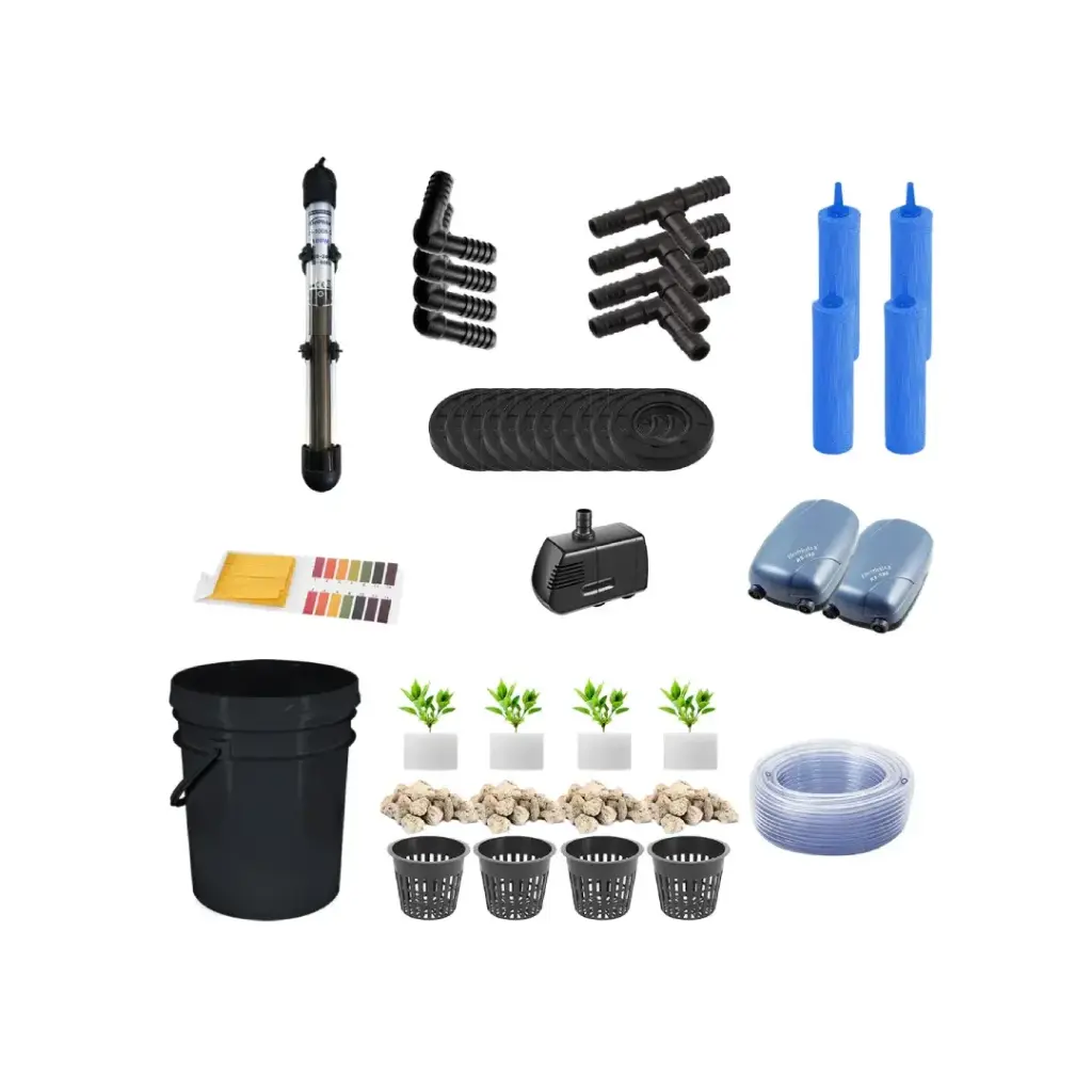 [KITWNUTRRDWC] Grow Pot RDWC 20L Kit Sistema Hidropónico de 5 Cubos con Bombas de Aire, Macetas de Red y Depósito de Agua (1/2")