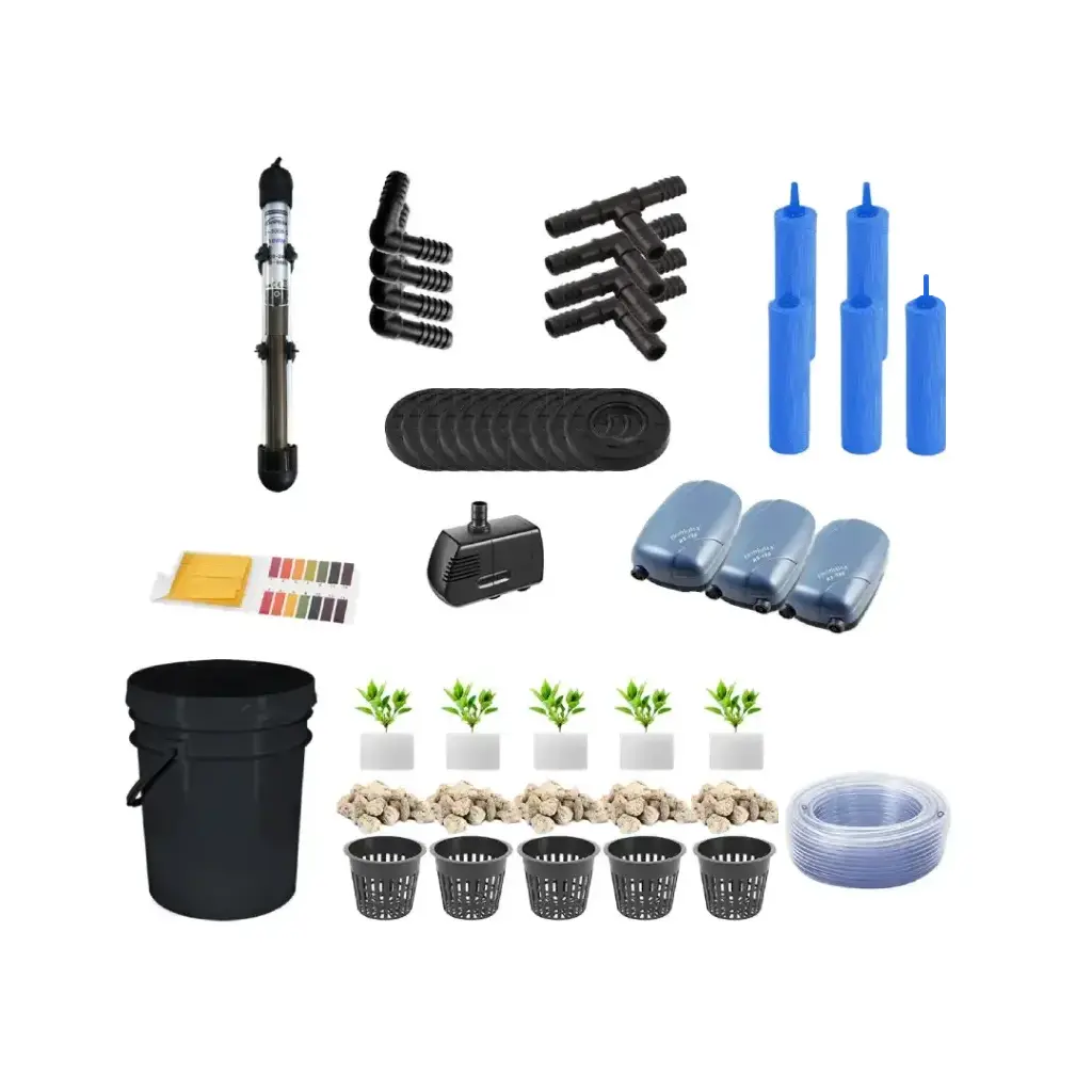 Grow Pot RDWC 8L Kit Sistema Hidropónico de 6 Cubos con Bombas de Aire, Macetas de Red y Depósito de Agua