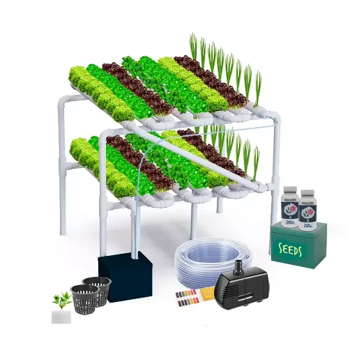 [KITWNUTRN16] Kit Hidropónico N16 Sistema NFT para 128 Plantas, Jardín Interior Completo con Nutrientes, Semillas y Accesorios